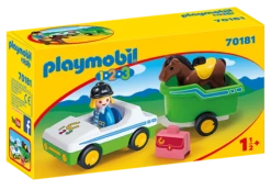 Playmobil 70181 1.2.3 : CavaliĂšre Avec Voiture Et Remorque
