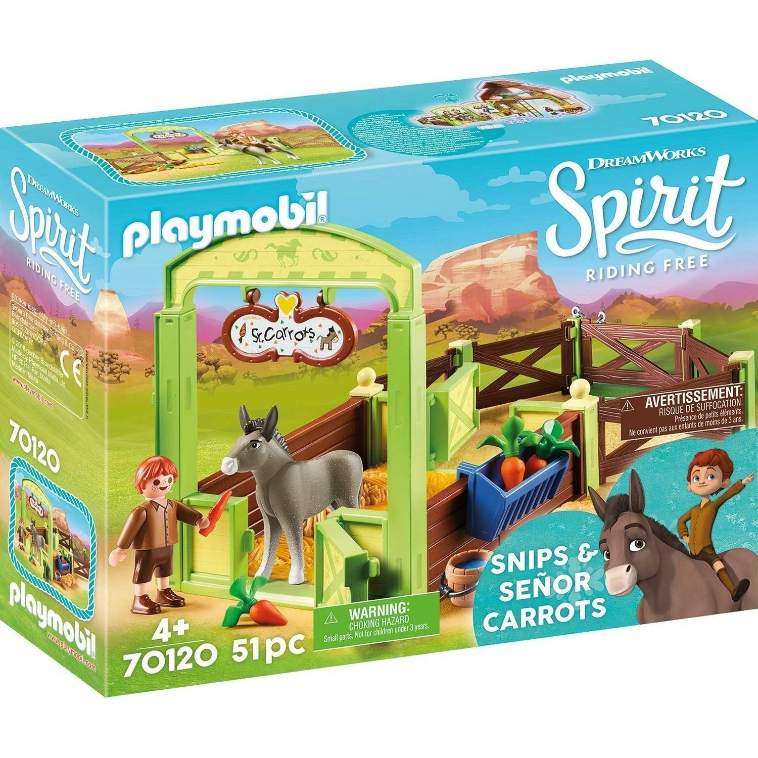 Playmobil 70120 Spirit Au Galop En Toute Liberté: La Mèche Et Monsieur Carotte Avec Box