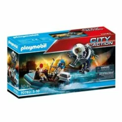 Playmobil 70782 City Action : Policier Avec Réacteur Dorsal Et Canoë