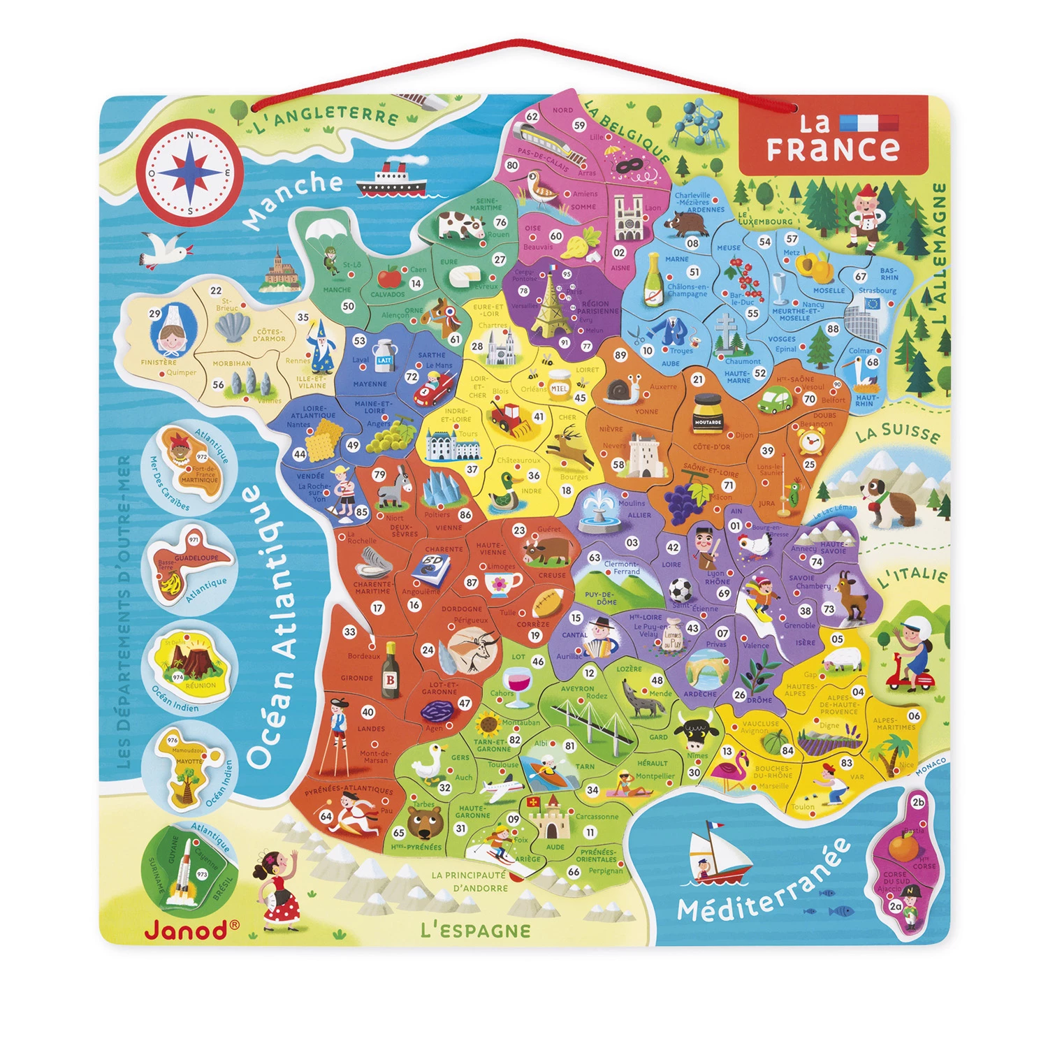 Janod Puzzle 93 Pièces : La France Magnétique