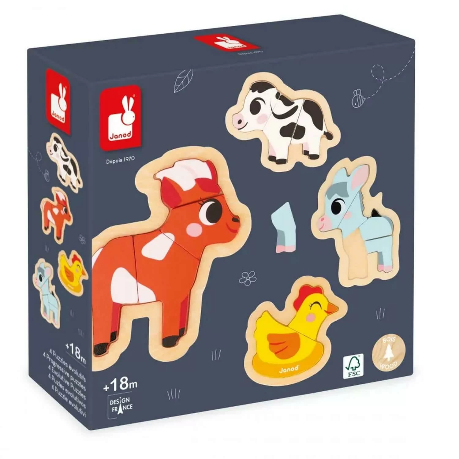 Janod 4 Puzzles Évolutifs Ferme – Image 2