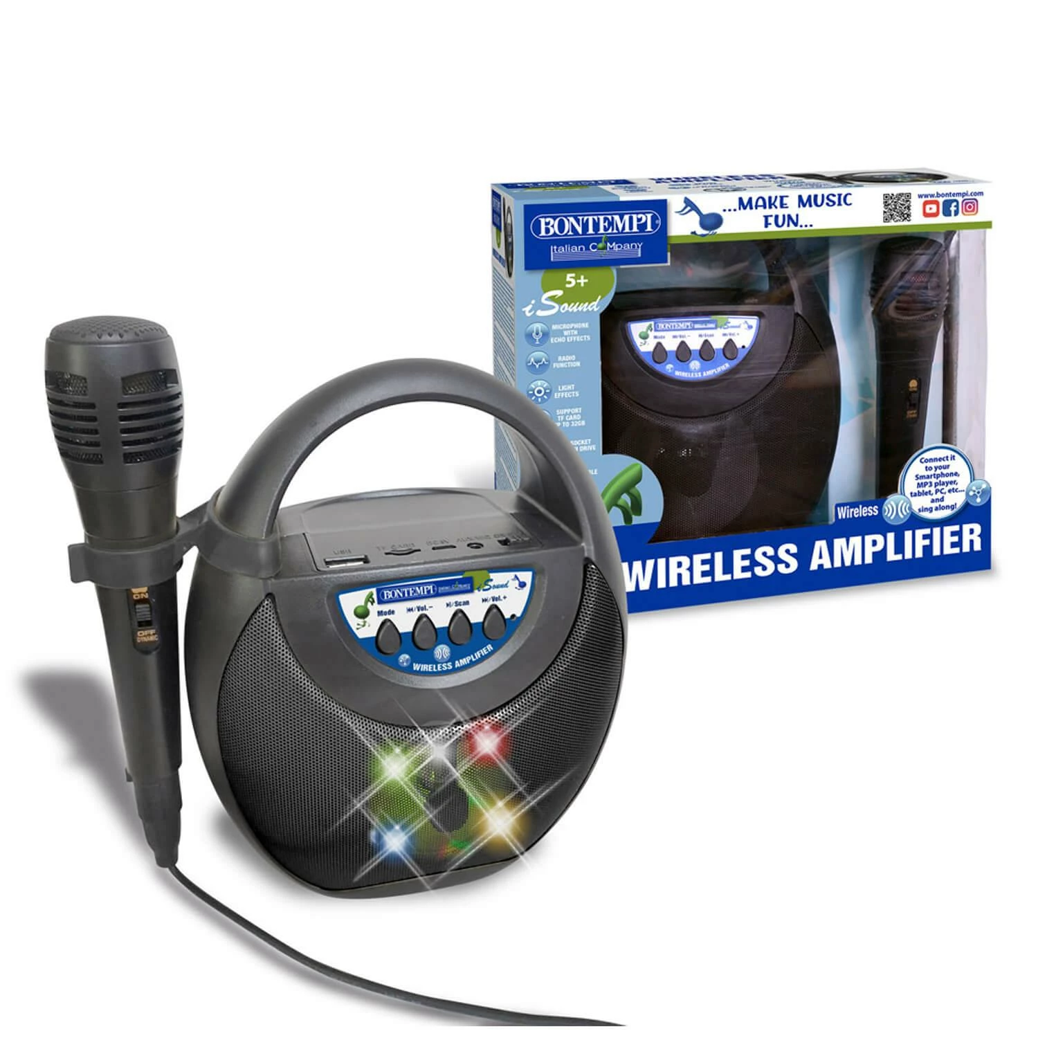 Bontempi Amplificateur Avec Connexion Sans Fil Avec 1 Micro Effet Echo â Image 2