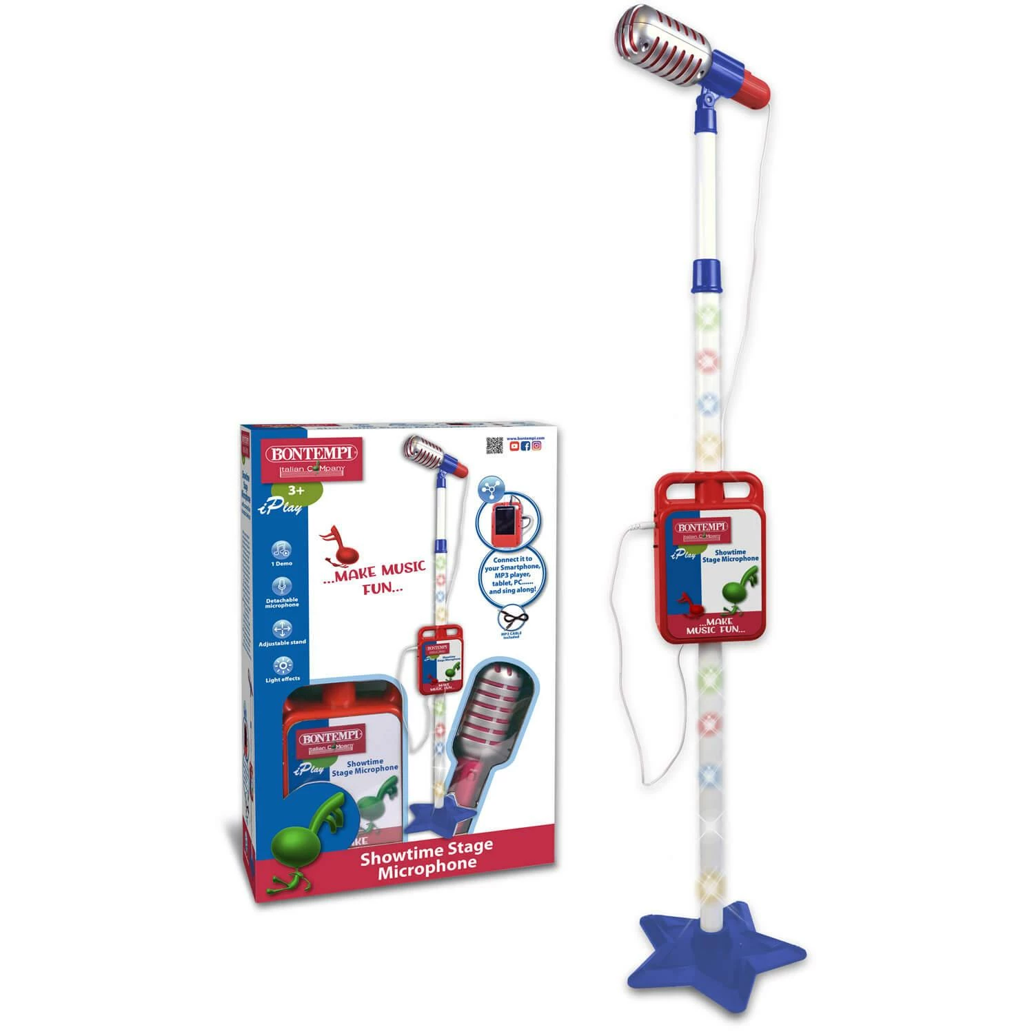 Bontempi Micro Sur Pied, Effets Lumineux, Support Smartphone, Mélodies Préenregistrées – Image 2