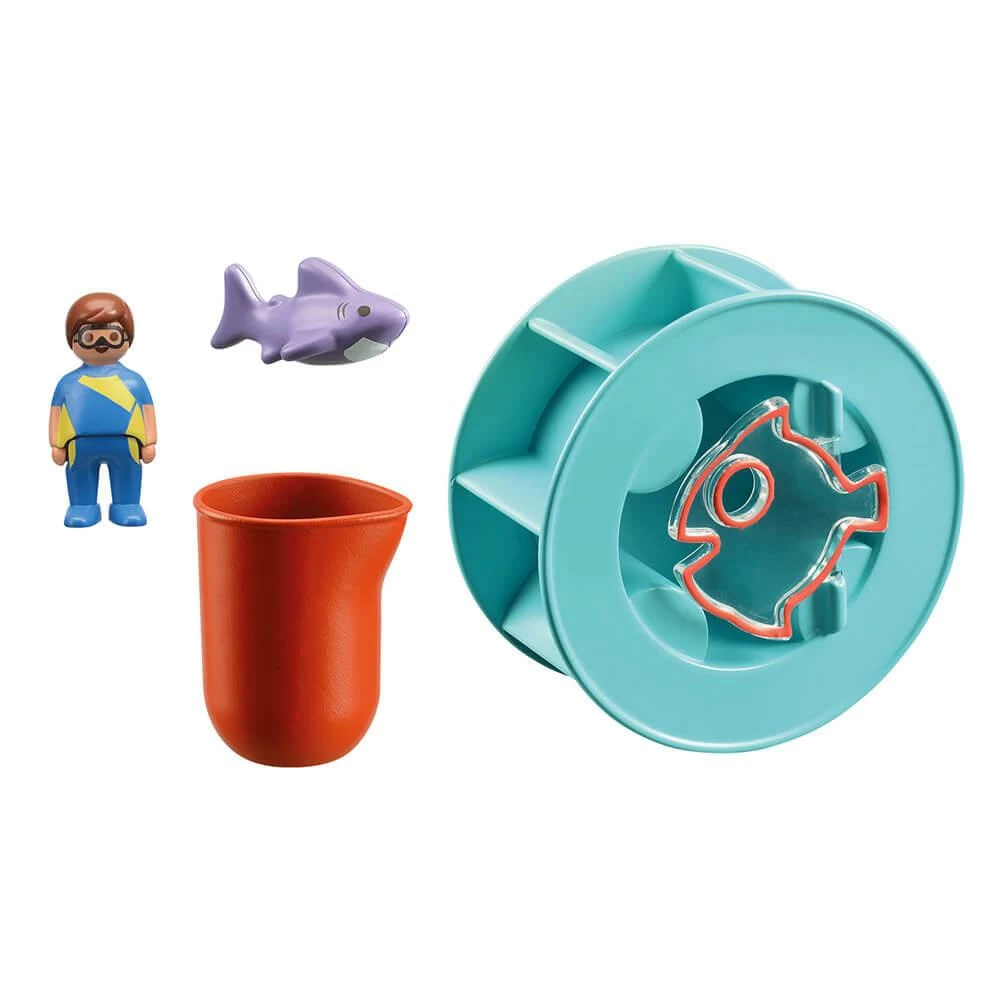 Playmobil 70636 1.2.3 Aqua : Roue Aquatique Avec Bébé Requin – Image 2