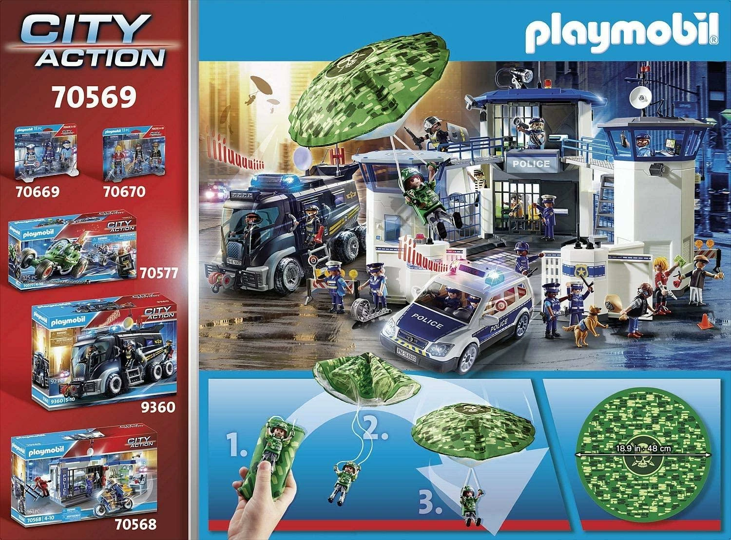 Playmobil 70569 City Action - Les Policiers : Hélicoptère De Police Et Parachutiste – Image 2