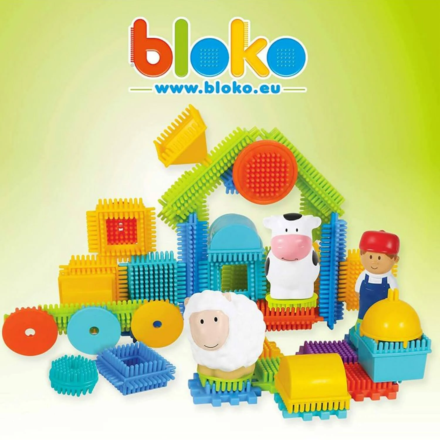 Coffret Jeu De Construction Bloko : La Ferme 100 Bloko Et 3 Figurines 3D â Image 3