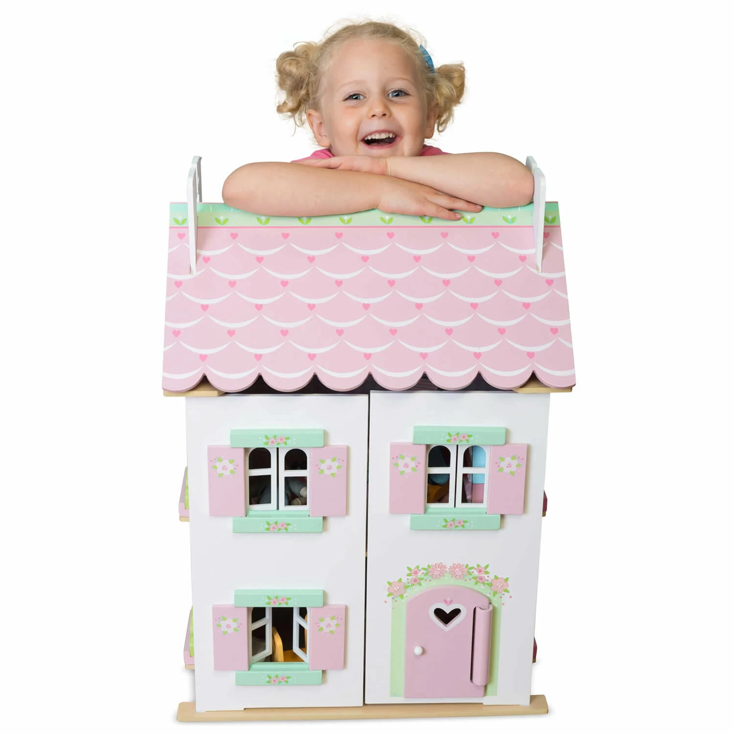 Le Toy Van Maison De PoupĂ©e En Bois : Maison Joli Coeur Rose â Image 4